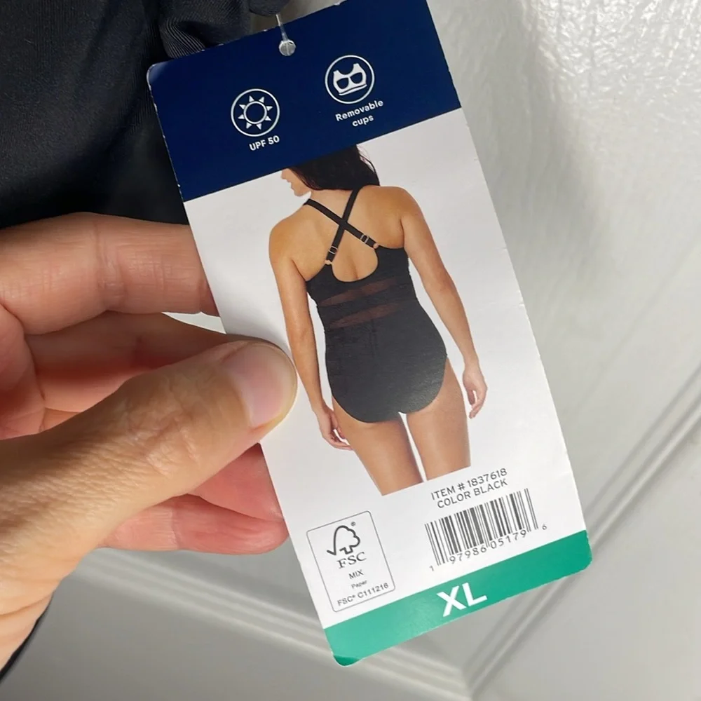 Lands' End Black One Piece Swimsuit with Racerback - Picture 5 of 5